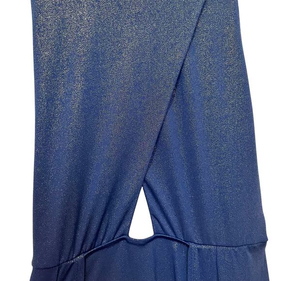 Lucy in the Sky Halter Dress Blue Shimmer Keyhole XS - Picture 3 of 11